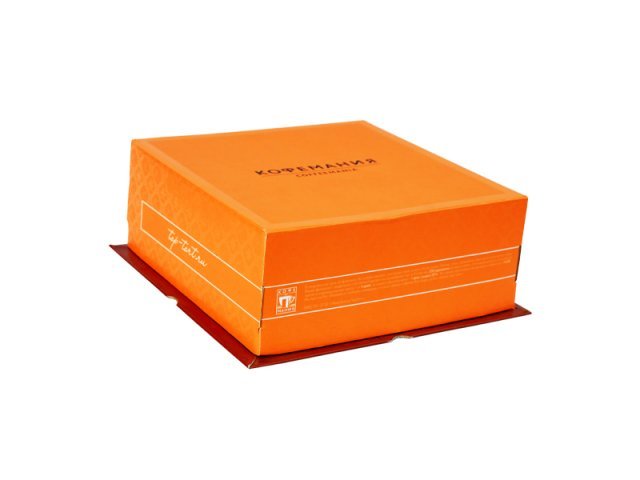 Цельный короб из картона, с печатью, из цветного микрогофрокартона, непрозрачный, 265х265х110 мм