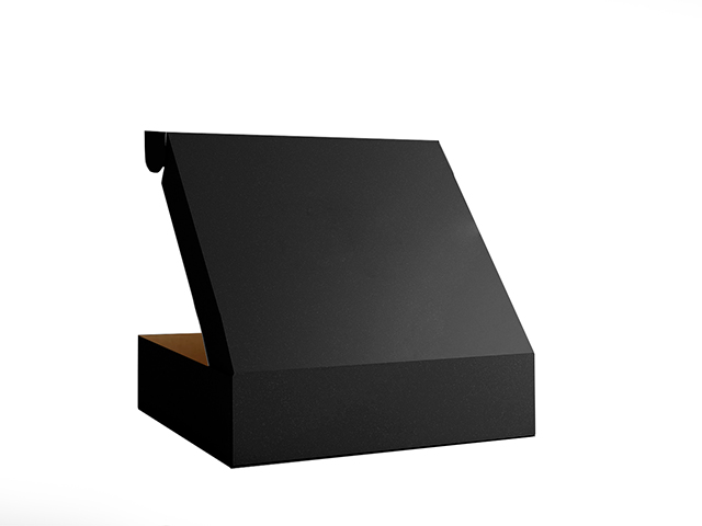 Картонная коробка с откидной крышкой, из микрогофрокартона черного цвета, непрозрачная, 260х200х80 мм