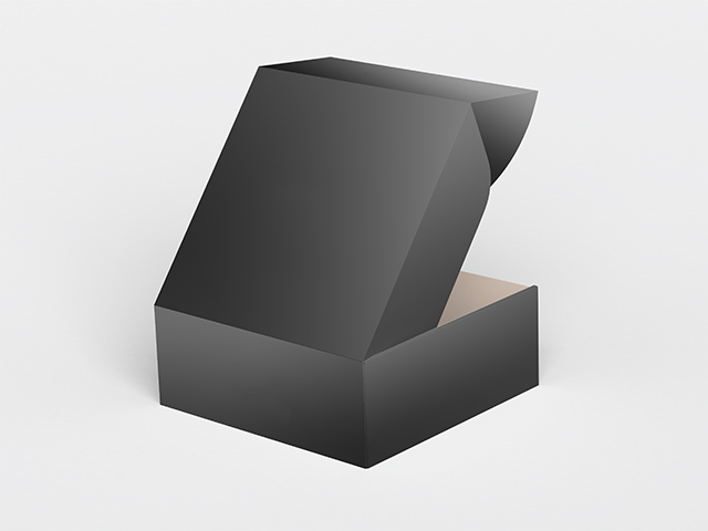 Черная упаковка с откидывающейся крышкой, из микрогофрокартона, непрозрачная, 280х280х160 мм
