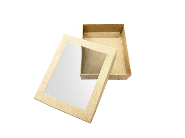 Упаковка из картона крышка-дно из бурого (крафт) картона, с прозрачным окном на крышке, 433х330х120 мм