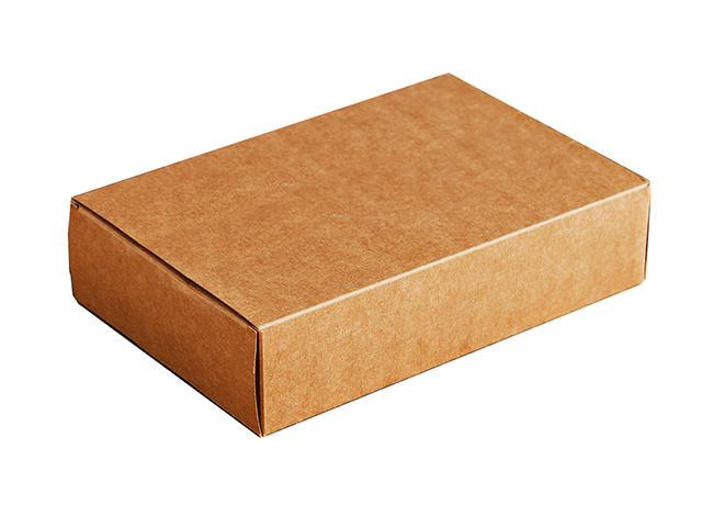 Подарочная коричневая (крафт) картонная коробка для футболок размером 220х132х84 мм