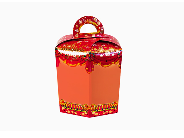 Коробка из картона для кулича, из красного гофрокартона, 145х75 мм (6 граней)