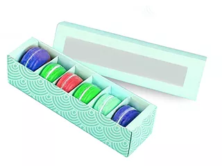 Коробка для макаронс 190х55х55, с прозрачным окном, дизайнерский картон