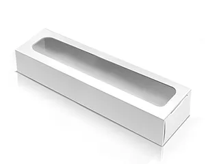 Коробка для макаронс 190х55х55, с прозрачным окном, белый мелованный картон