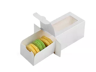 Короб для макаронс 60х60х70, с прозрачным окном, белый мелованный картон