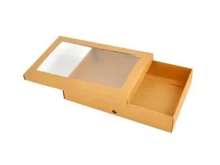 Коробка крышка-дно 320х220х77, с прозрачным окном, крафт