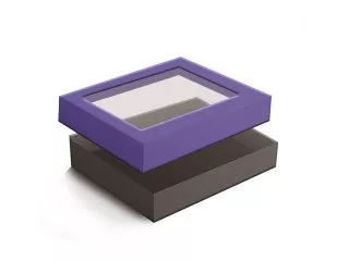 Коробка крышка-дно 370х250х77, с прозрачным окном, цветная