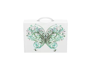 Чемоданчик с ручкой 370х335х90, непрозрачный, белый с печатью