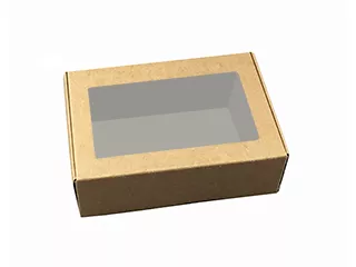 Коробка для зефира 198х198х68, крафт, с прозрачным окном